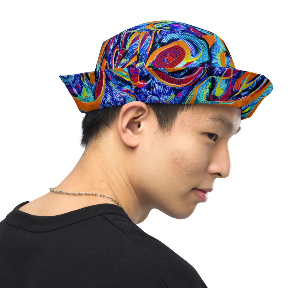 Tangerine Jungle on Reversible Bucket Hat — Right Outside