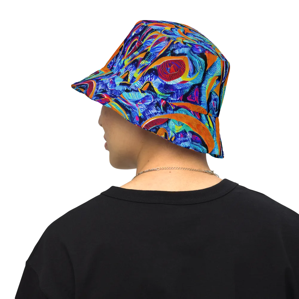 Tangerine Jungle on Reversible Bucket Hat — Back Inside