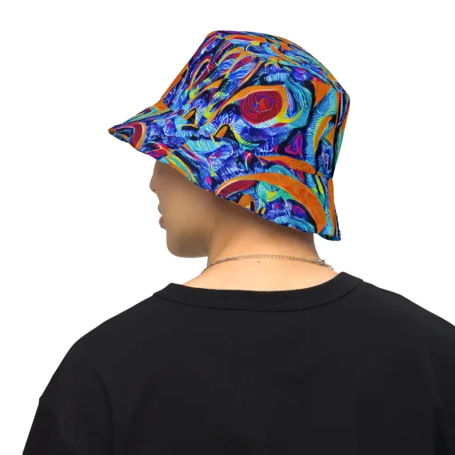 Tangerine Jungle on a Reversible Bucket Hat