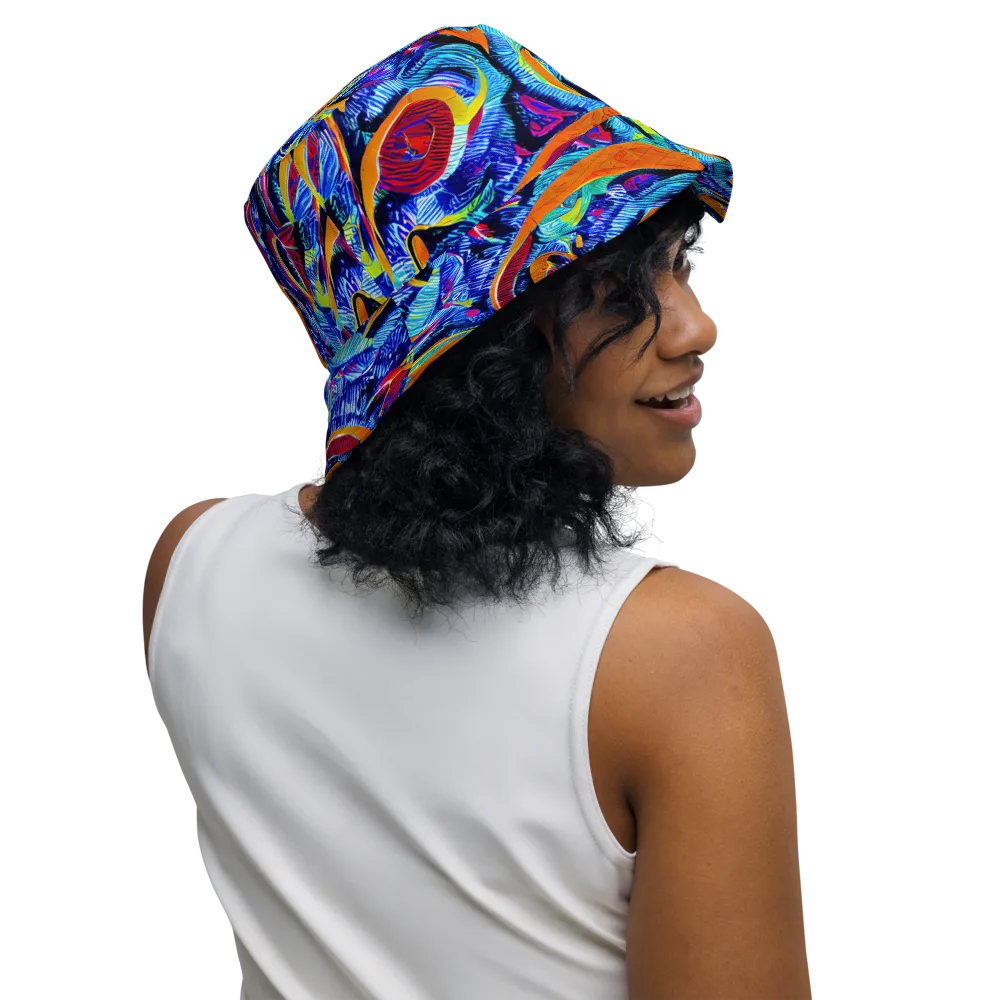 Tangerine Jungle on Reversible Bucket Hat — Right Outside