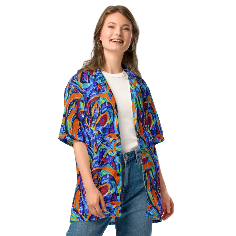 Tangerine Jungle on Button Shirt — Front