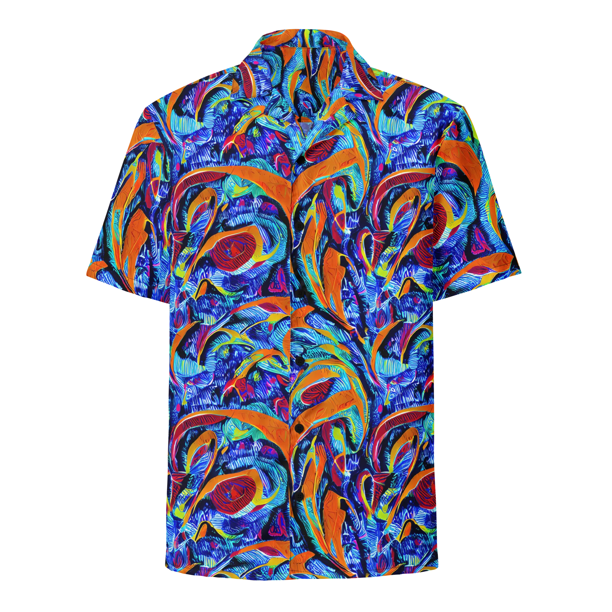Tangerine Jungle on Button Shirt — Front