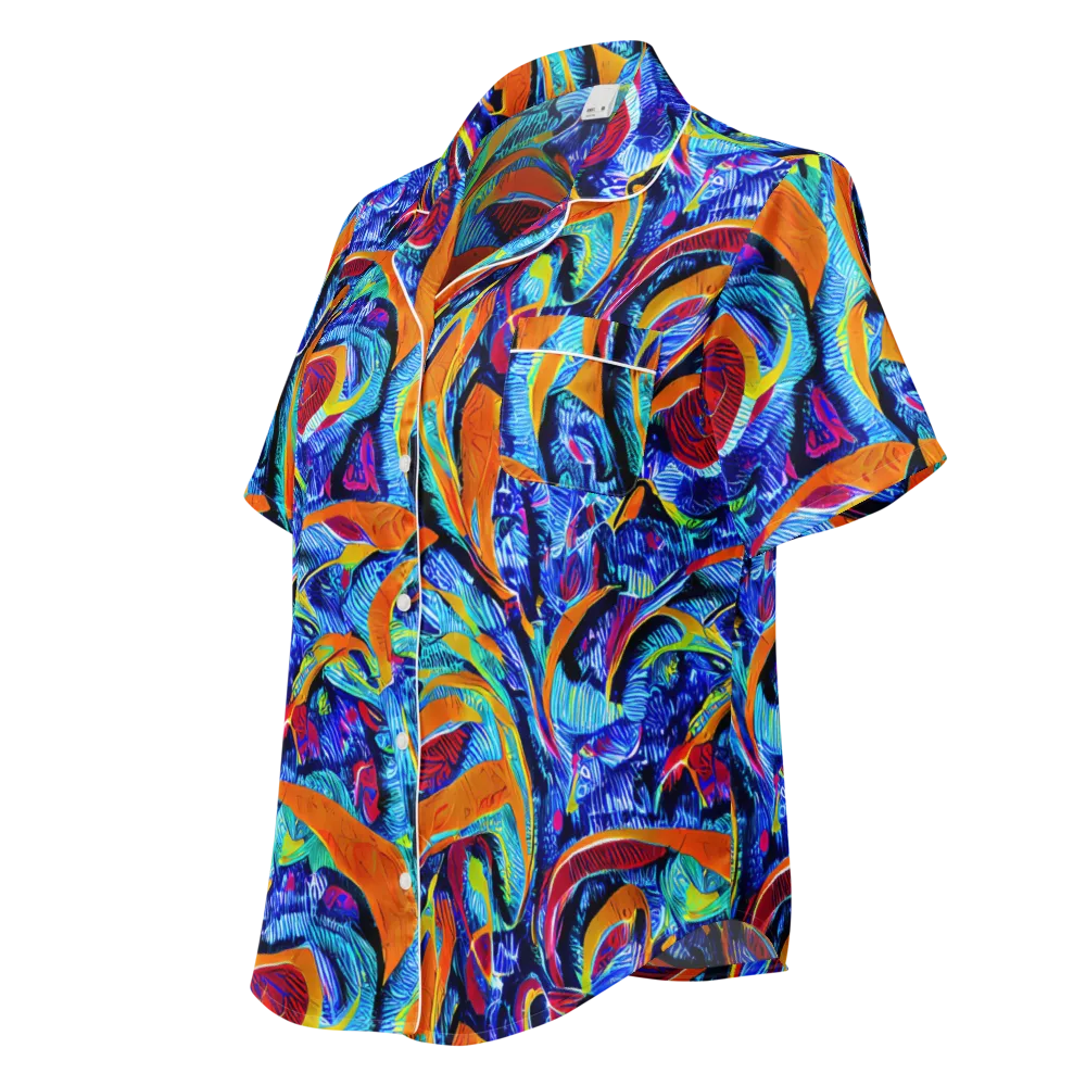 Tangerine Jungle on Women's Short Sleeve Pajama Top — Left Front