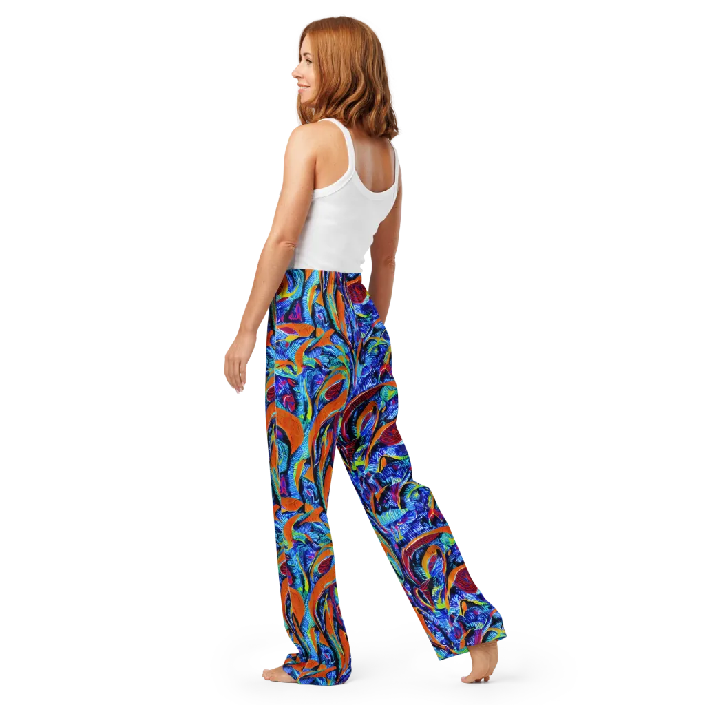 Tangerine Jungle on Women's Pajama Pants — Back