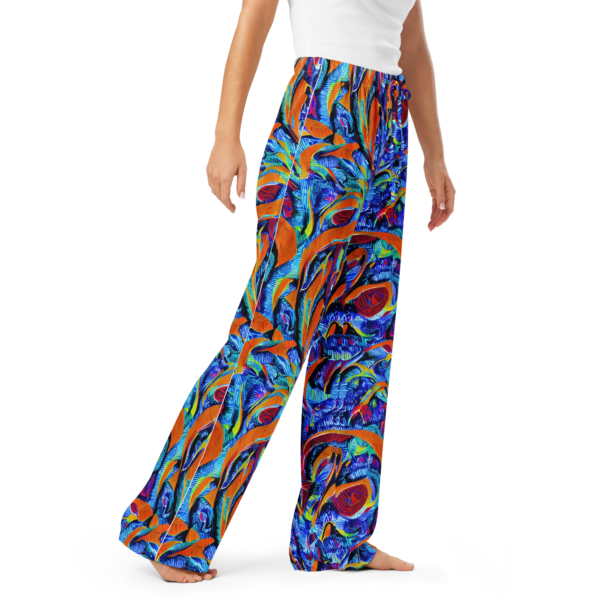 Tangerine Jungle on Women's Pajama Pants — Right Front