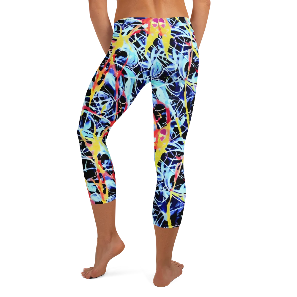 Aftershock Azure on Capri Leggings — Back