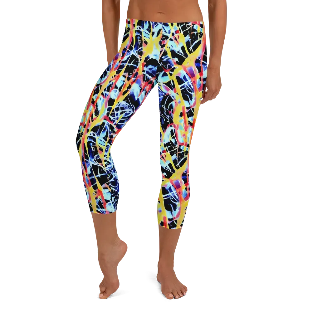 Aftershock Azure on Capri Leggings — Front