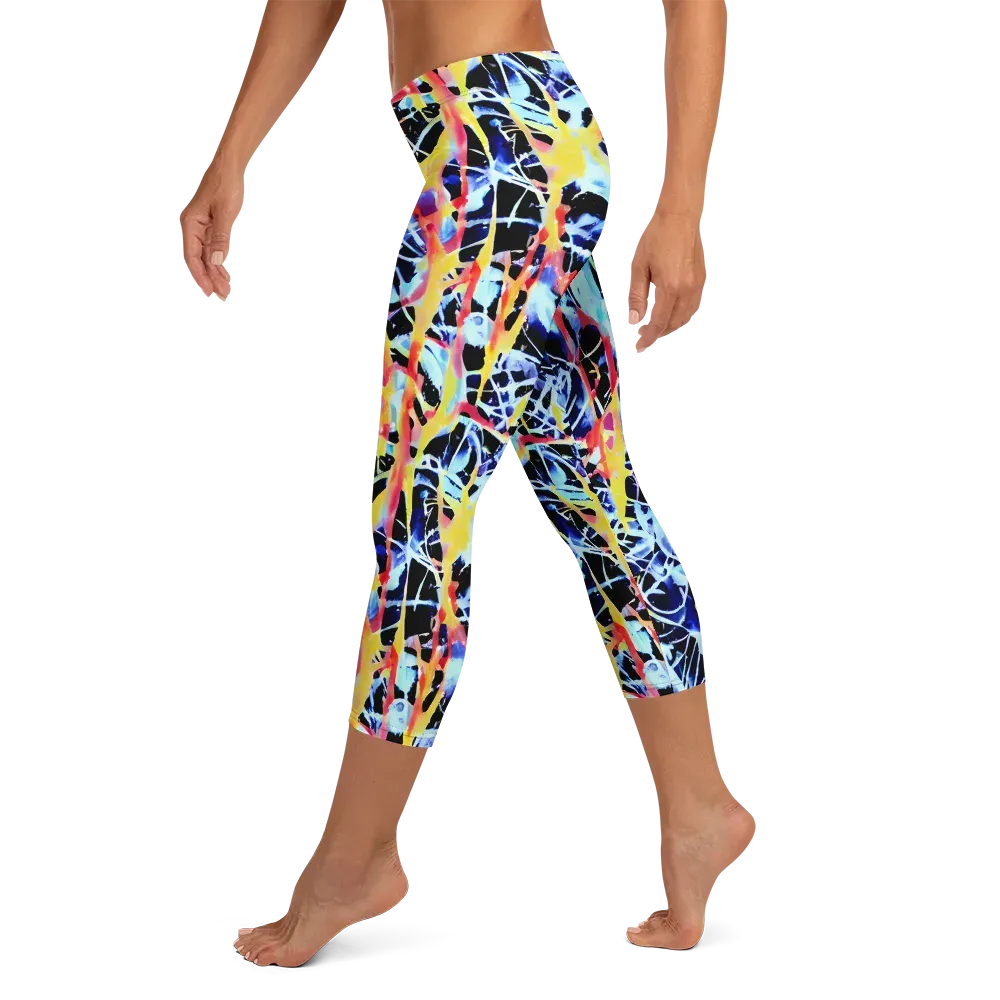 Aftershock Azure on Capri Leggings — Left