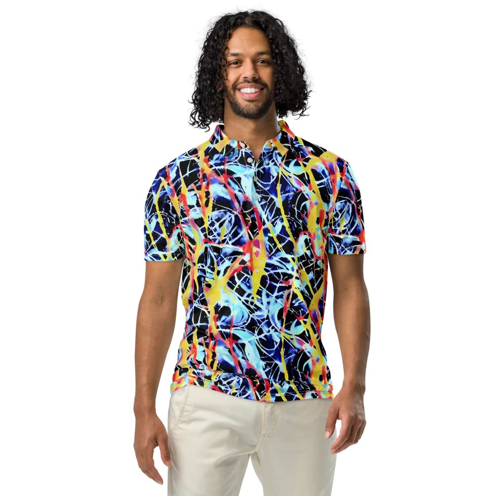Aftershock Azure on Men's Slim Fit Polo Shirt — Front