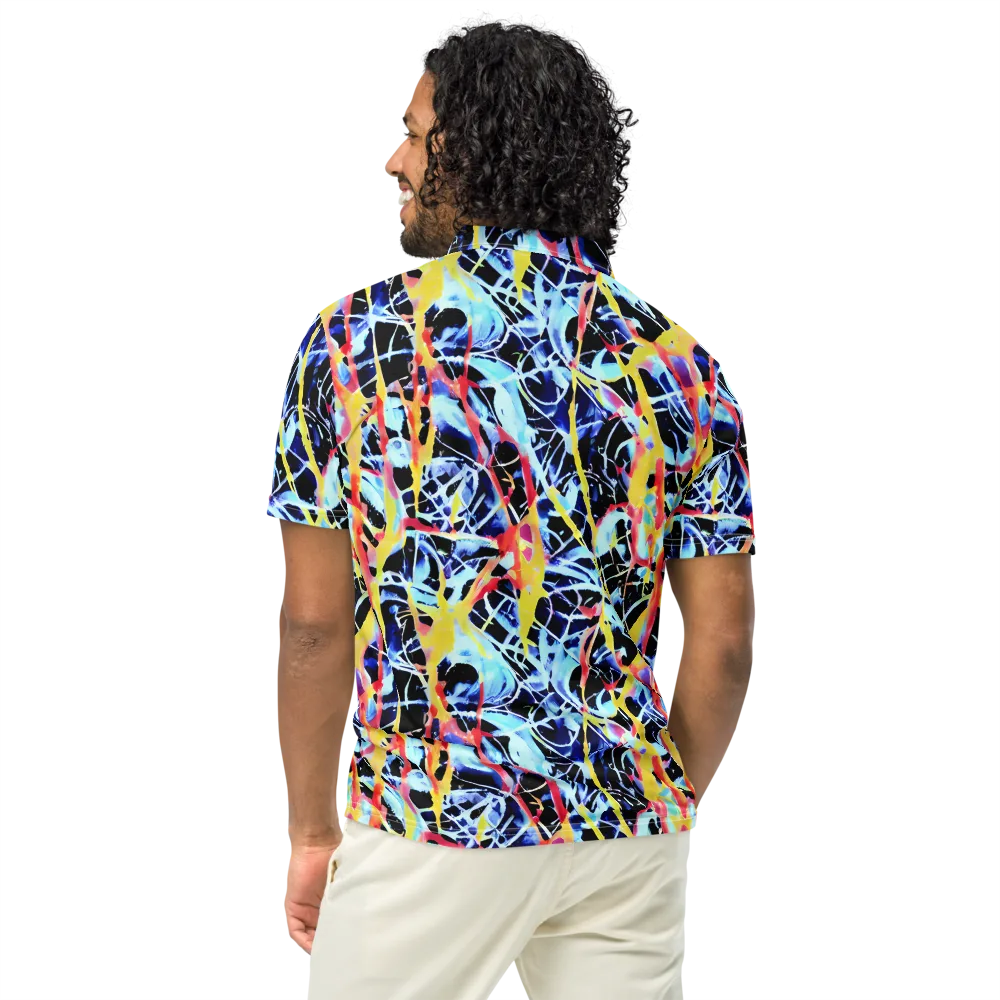 Aftershock Azure on Men's Slim Fit Polo Shirt — Back
