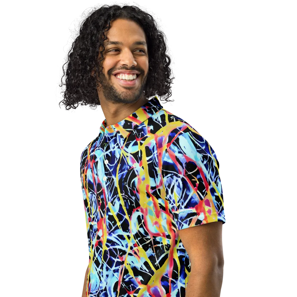 Aftershock Azure on Men's Slim Fit Polo Shirt — Left Front