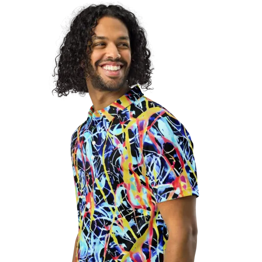 Aftershock Azure on a Men's Slim Fit Polo Shirt