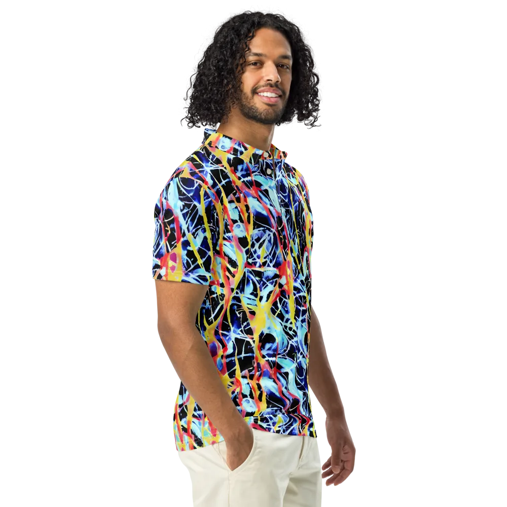 Aftershock Azure on Men's Slim Fit Polo Shirt — Right Front