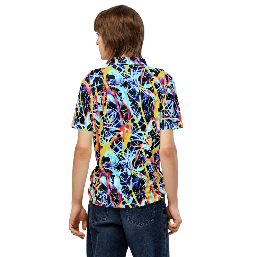 Aftershock Azure on Men's Slim Fit Polo Shirt — Back