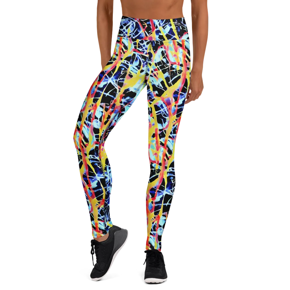 Aftershock Azure on Yoga Leggings — Front