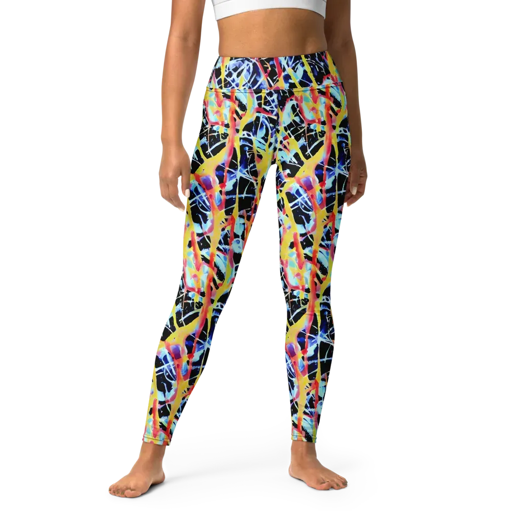 Aftershock Azure on Yoga Leggings — Front