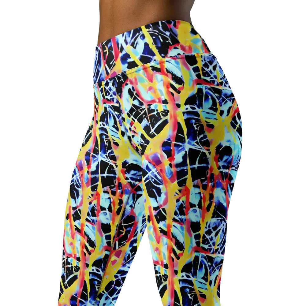 Aftershock Azure on Yoga Leggings — Left Front