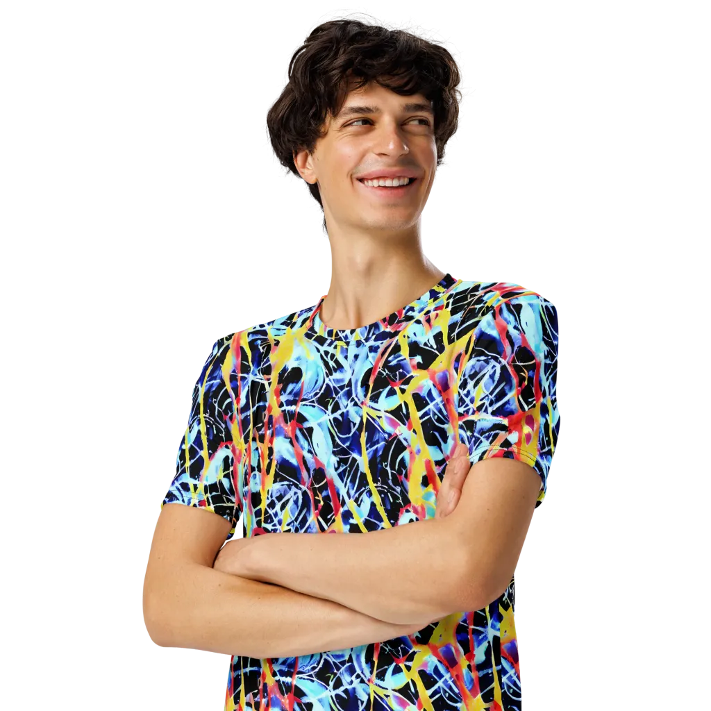 Aftershock Azure on Men's Crew Neck T-Shirt — Left Front