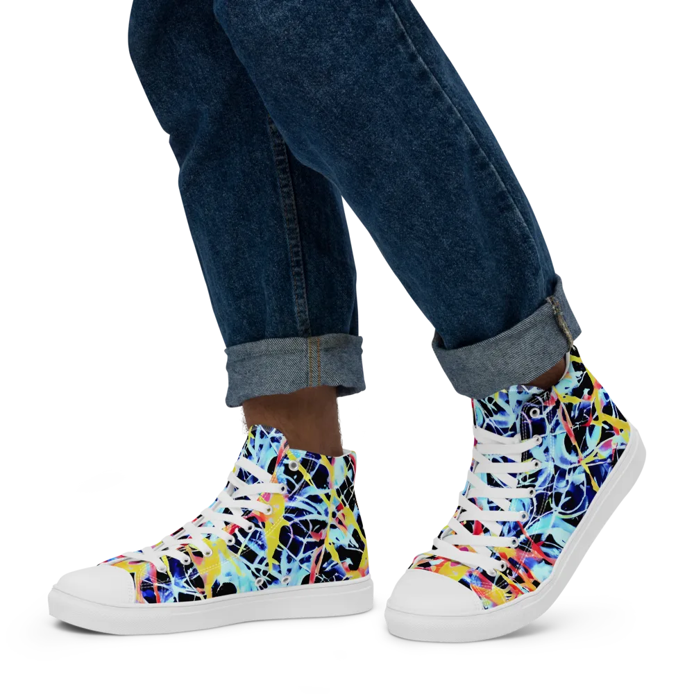 Aftershock Azure on Men's High Top Canvas Shoes — Left
