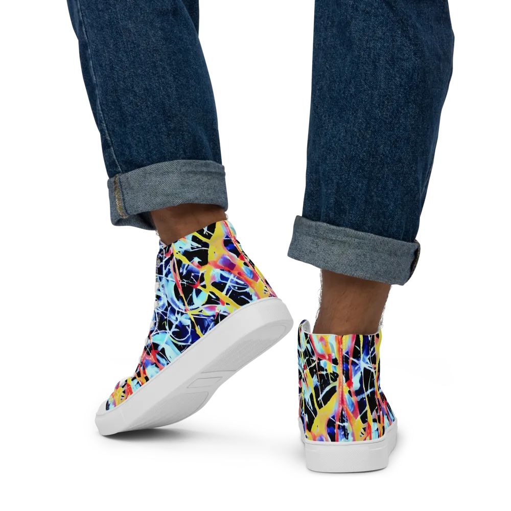 Aftershock Azure on Men's High Top Canvas Shoes — Back