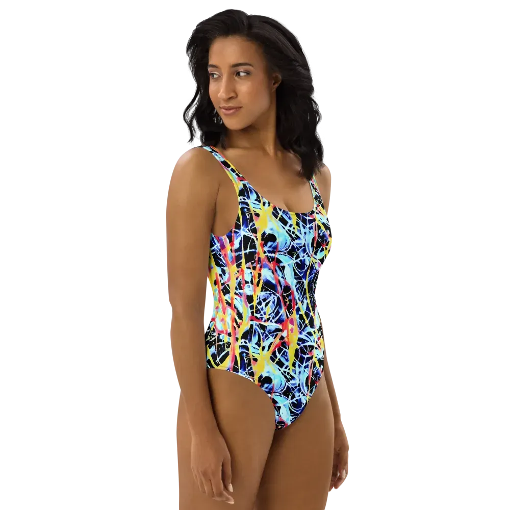 Aftershock Azure on One-Piece Swimsuit — Right