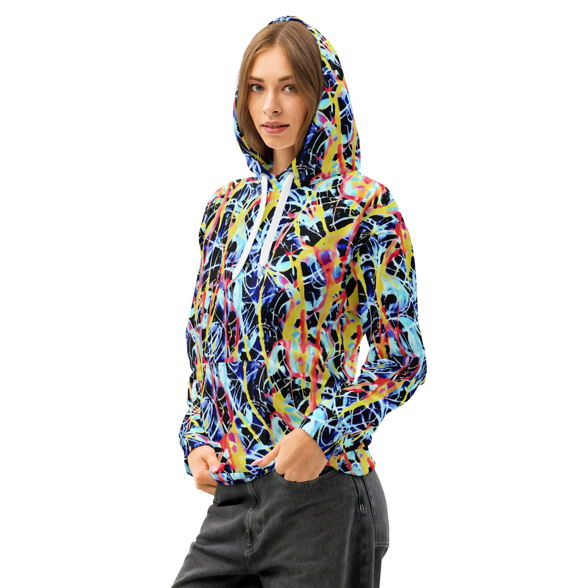 Aftershock Azure on Cotton Hoodie — Left Front