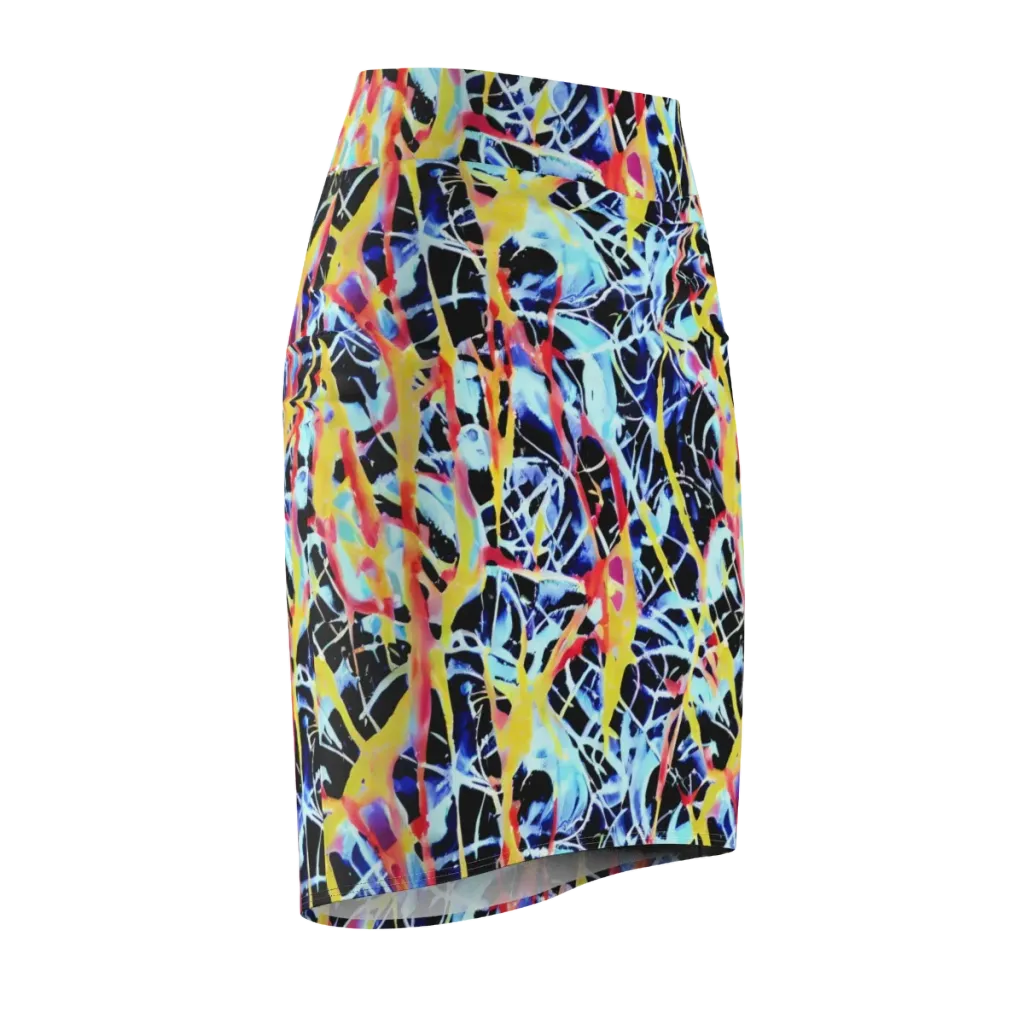 Aftershock Azure on Pencil Skirt — Front Side
