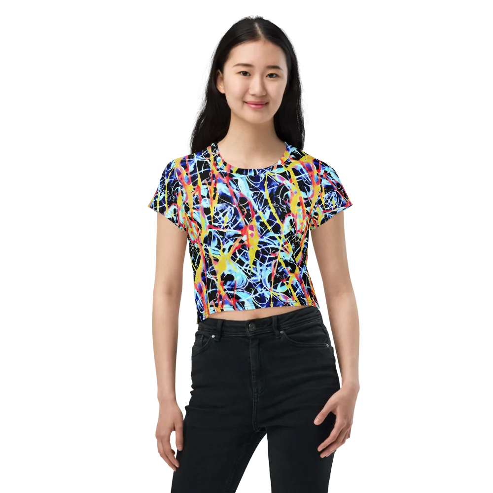 Aftershock Azure on Crop Tee — Front