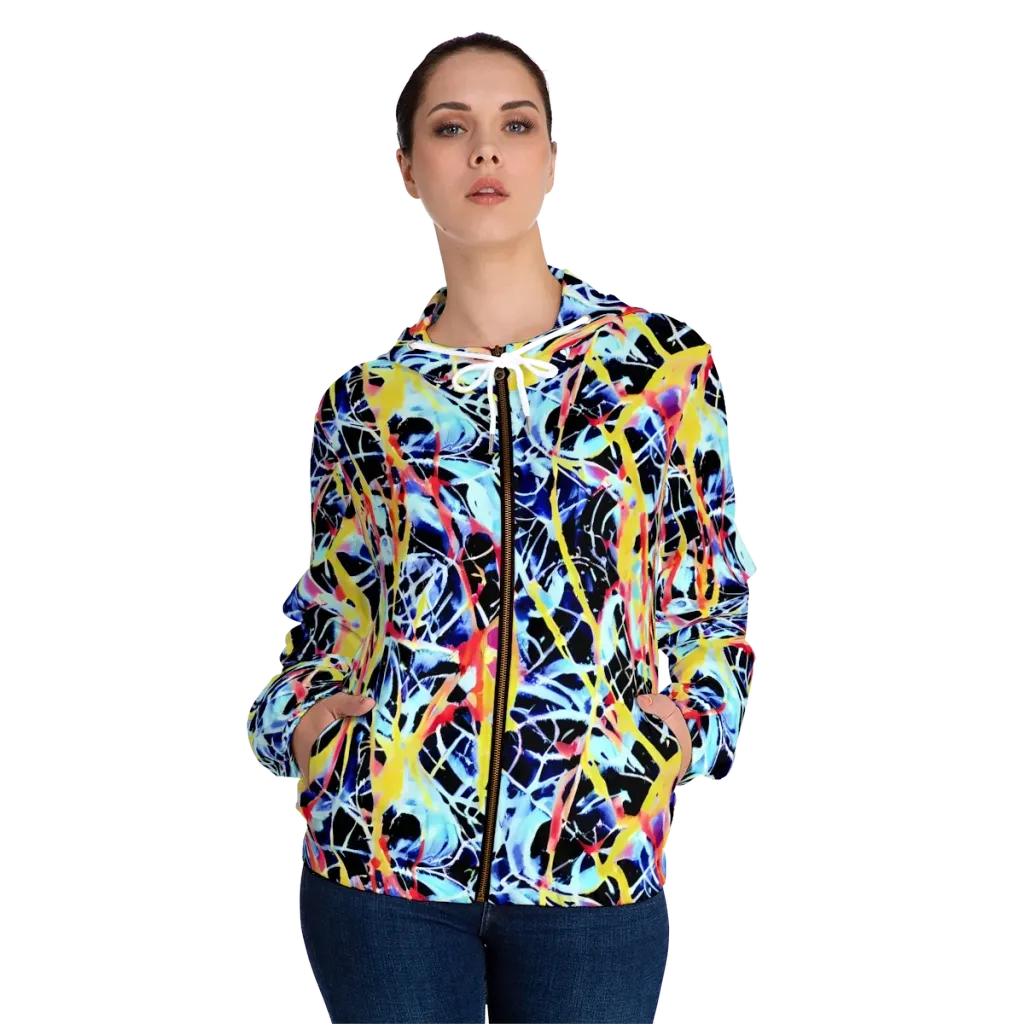 Aftershock Azure on Women's Full-Zip Hoodie — Front On Person