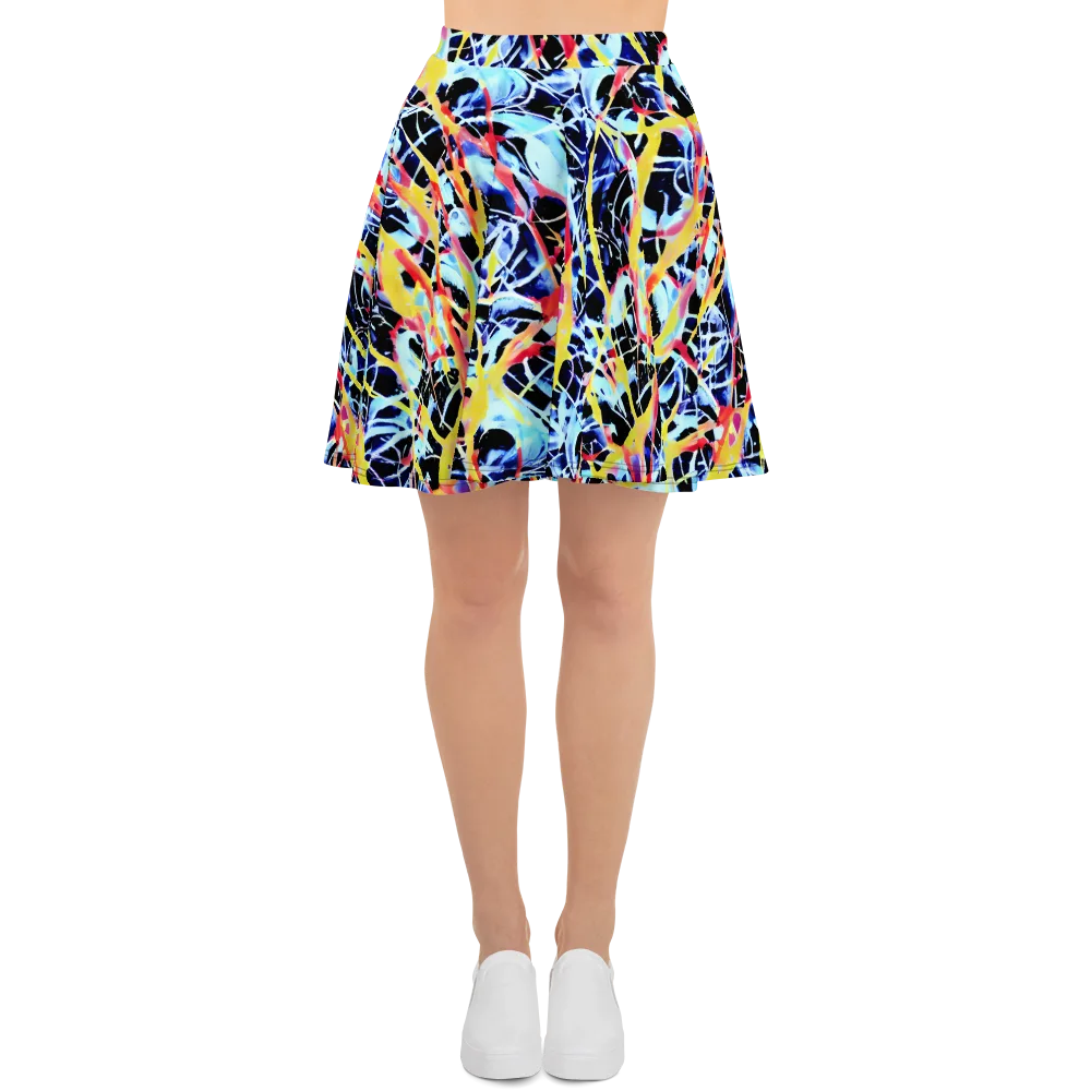 Aftershock Azure on Skater Skirt — Front