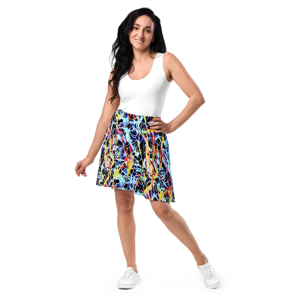 Aftershock Azure on Skater Skirt — Front