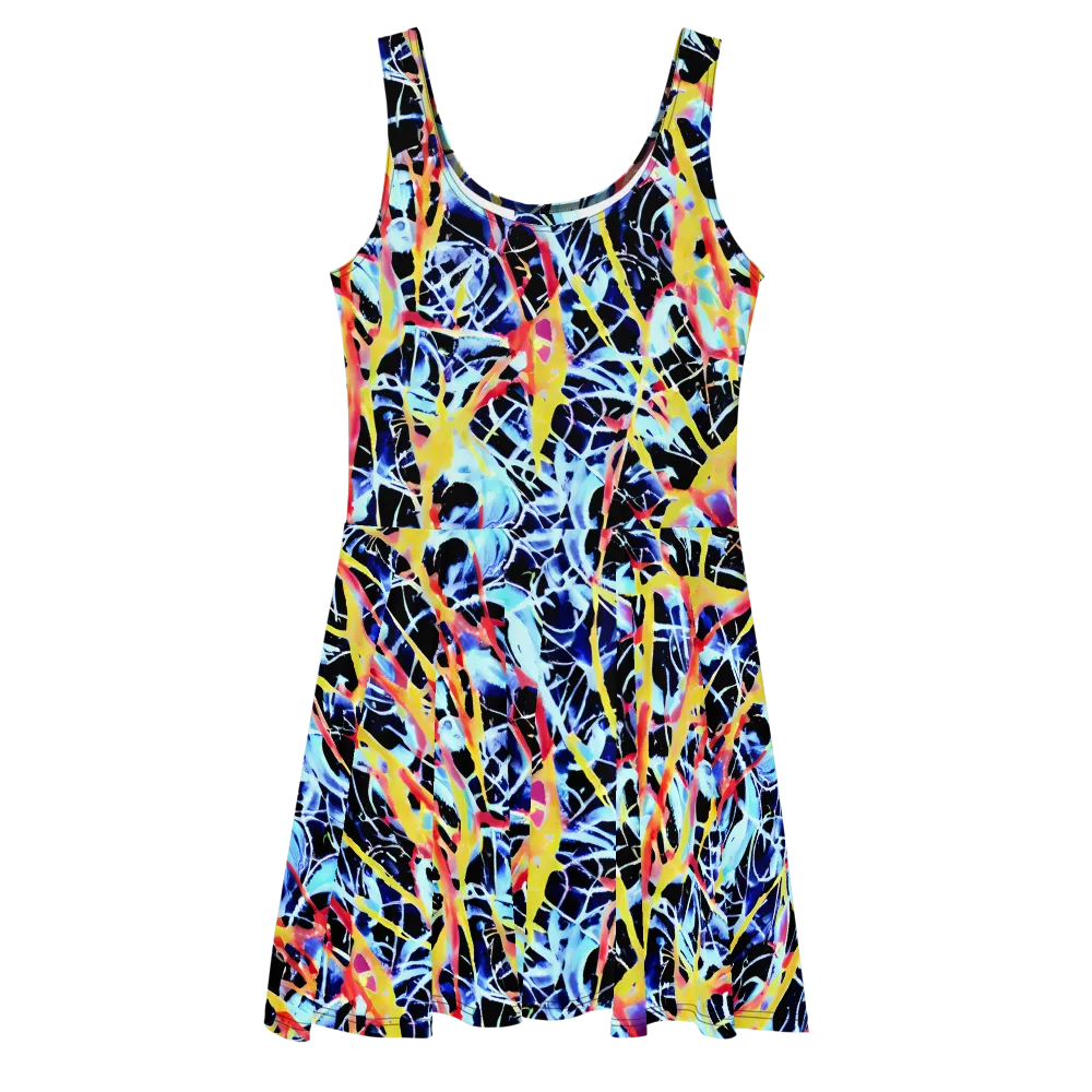 Aftershock Azure on Skater Dress — Front