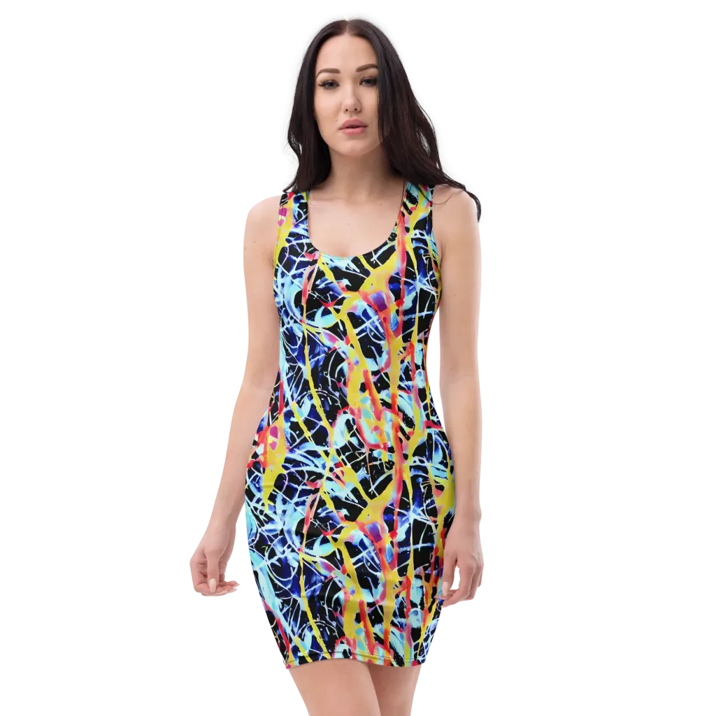 Aftershock Azure on Bodycon Dress — Front