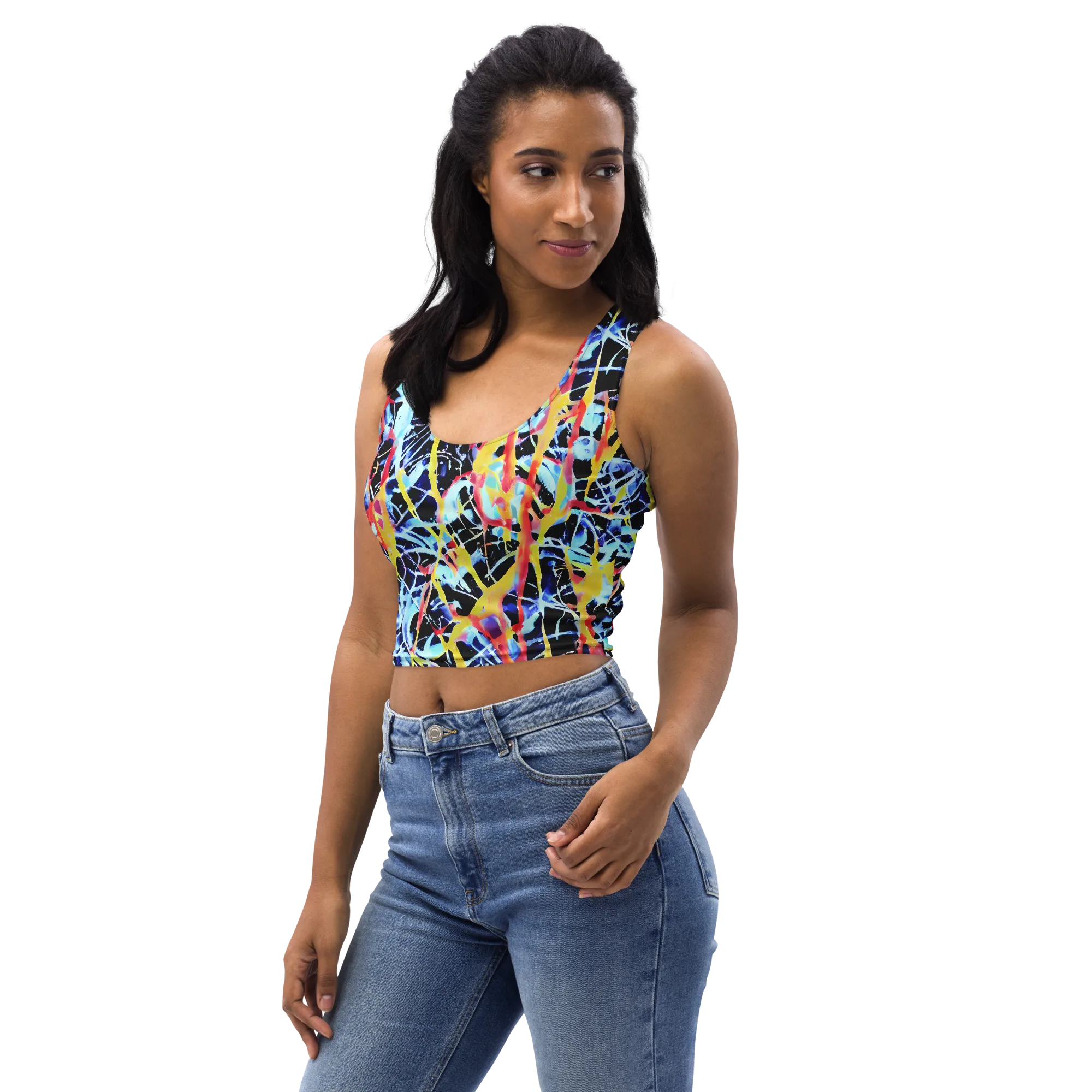 Aftershock Azure on Crop Top — Left Front