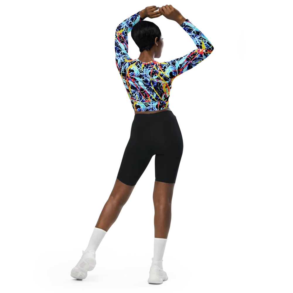 Aftershock Azure on Long Sleeve Crop Top — Back