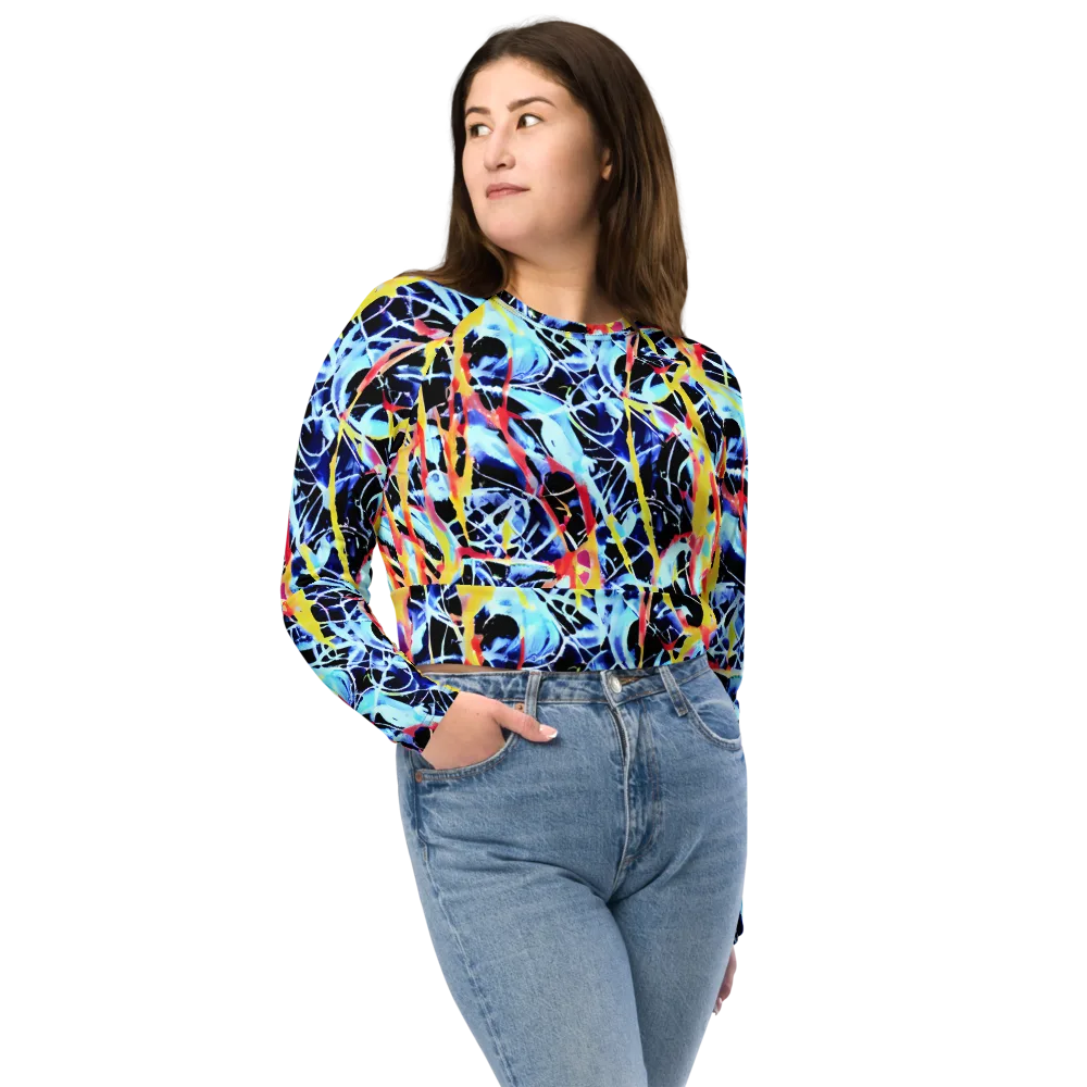 Aftershock Azure on Long Sleeve Crop Top — Front
