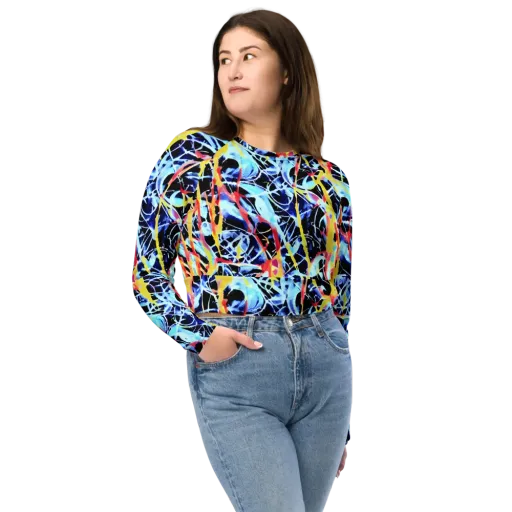 Aftershock Azure on a Long Sleeve Crop Top