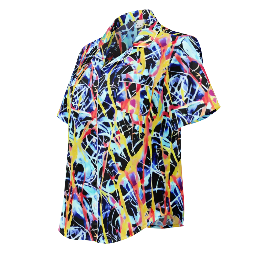 Aftershock Azure on Women's Short Sleeve Pajama Top — Left Front