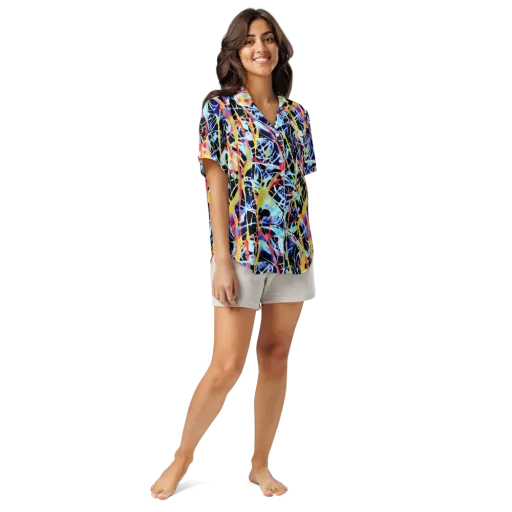 Aftershock Azure on a Women's Short Sleeve Pajama Top