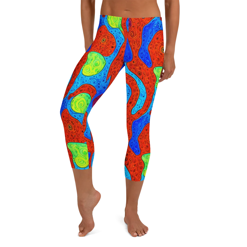 Amoeba Arcade on Capri Leggings — Front