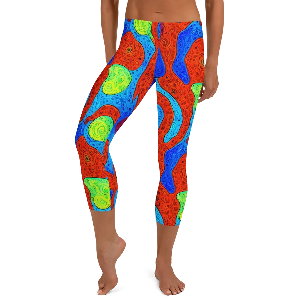 Amoeba Arcade on Capri Leggings — Front
