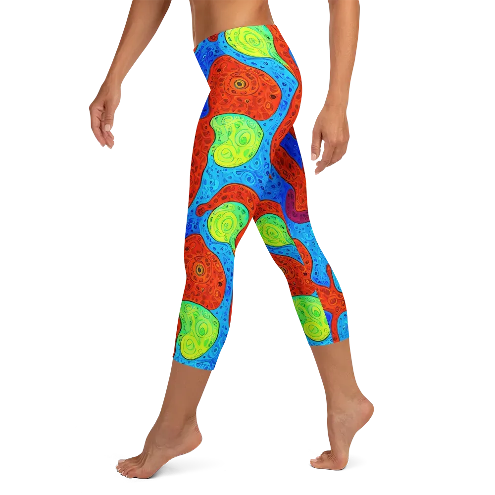 Amoeba Arcade on Capri Leggings — Left