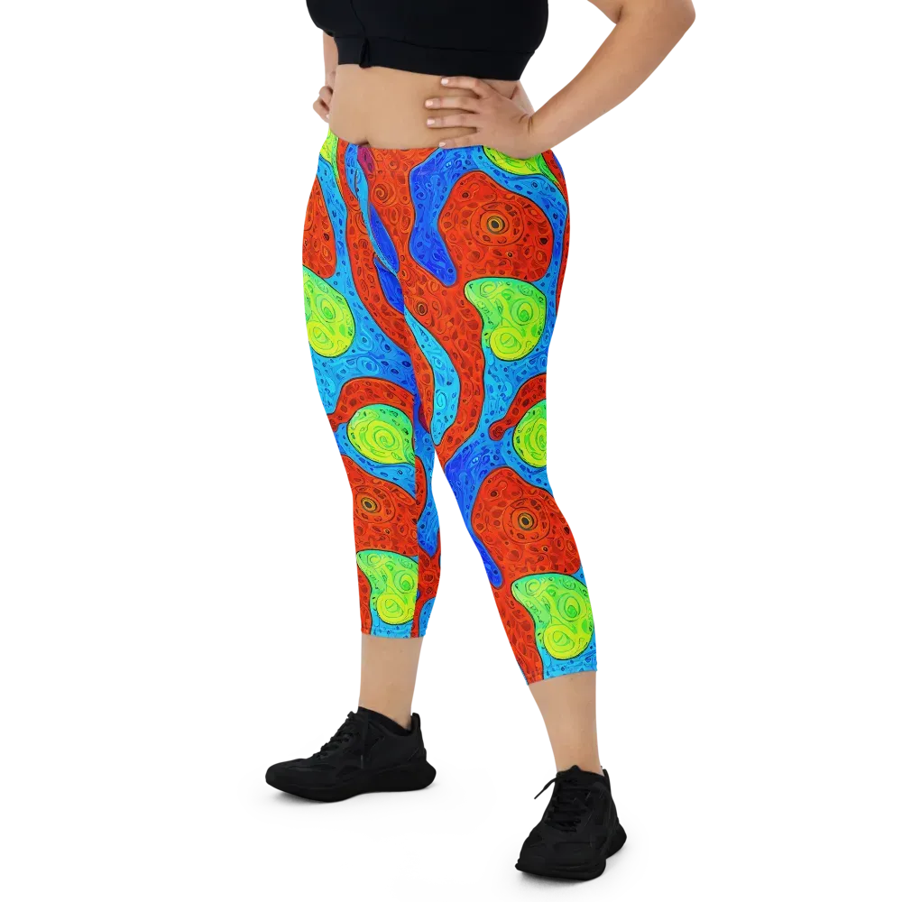 Amoeba Arcade on Capri Leggings — Front