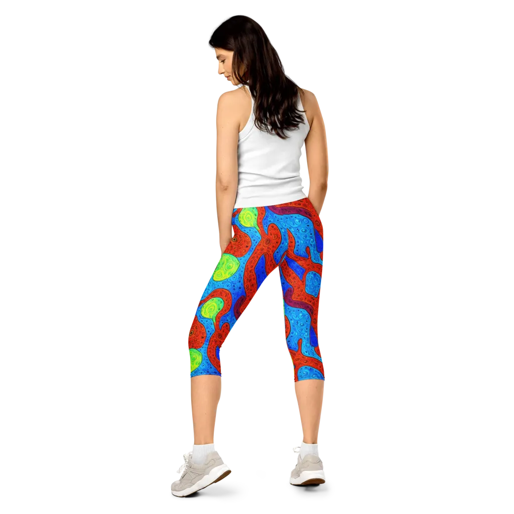 Amoeba Arcade on Capri Leggings — Back