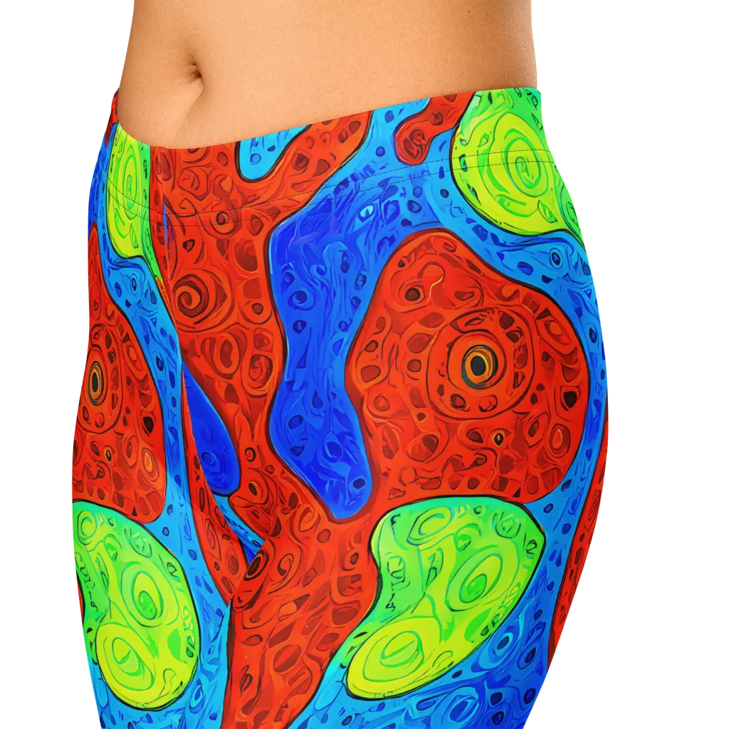 Amoeba Arcade on Capri Leggings — Zoomed-in