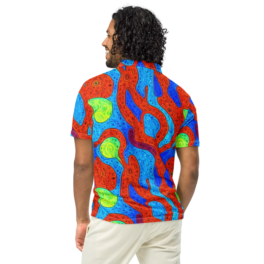 Amoeba Arcade on Men's Slim Fit Polo Shirt — Back