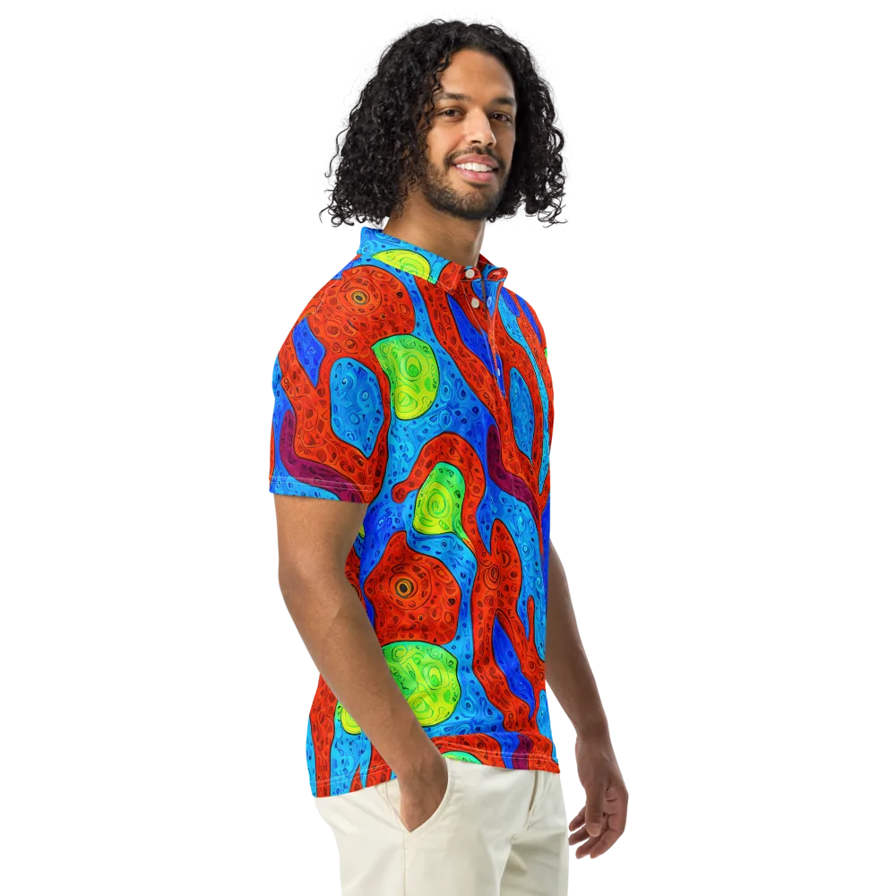 Amoeba Arcade on Men's Slim Fit Polo Shirt — Right Front