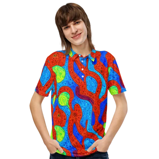 Amoeba Arcade on a Men's Slim Fit Polo Shirt