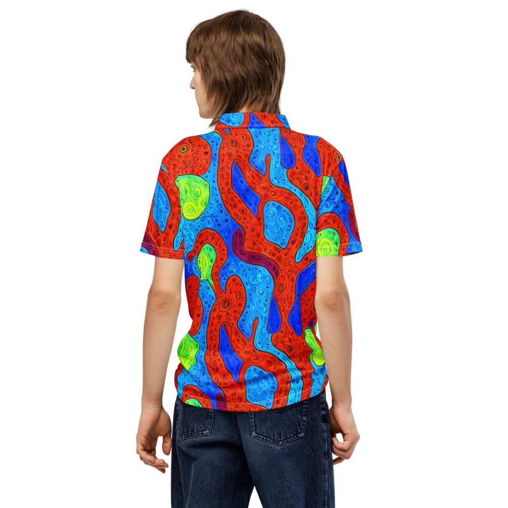 Amoeba Arcade on Men's Slim Fit Polo Shirt — Back