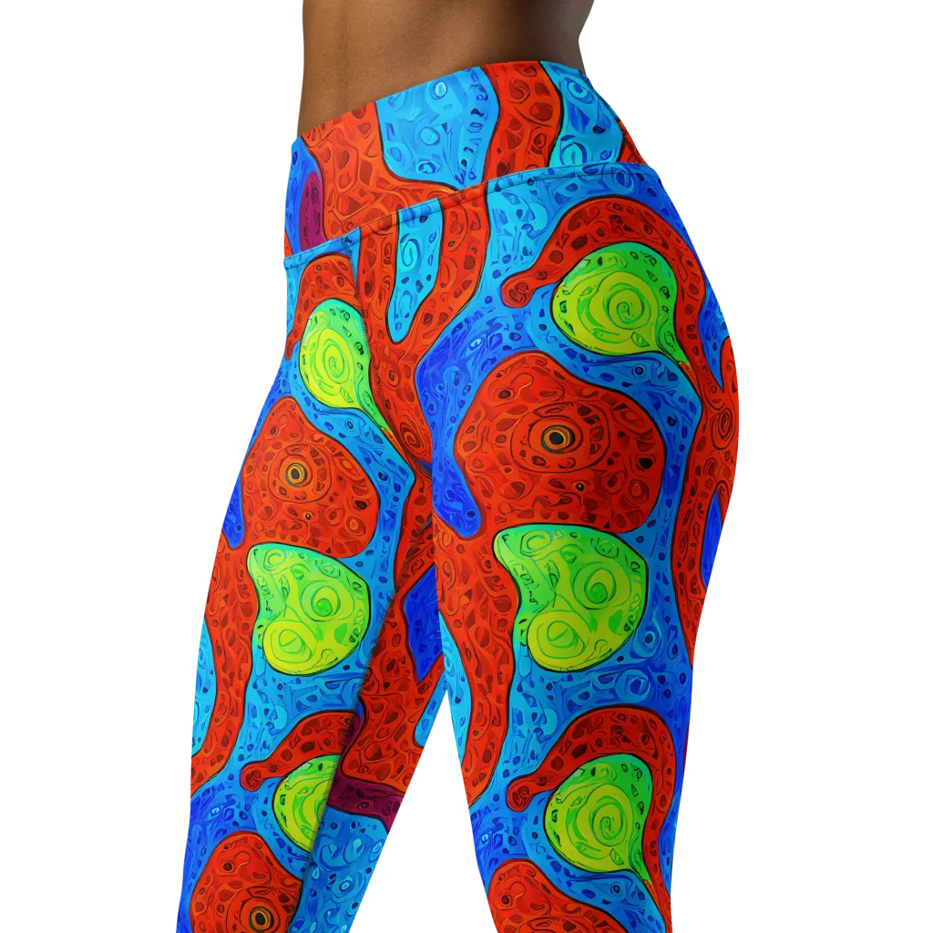 Amoeba Arcade on Yoga Leggings — Left Front